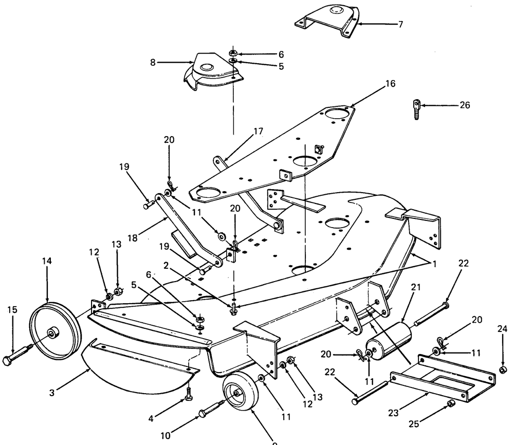 Deck And Attachments Diagram and Parts List for 392 190100 Cub Cadet Lawn Tractor